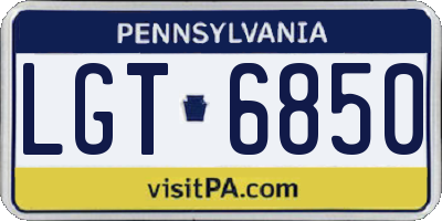 PA license plate LGT6850