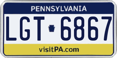 PA license plate LGT6867