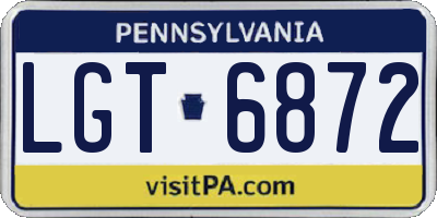 PA license plate LGT6872