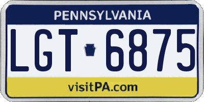 PA license plate LGT6875
