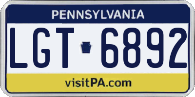 PA license plate LGT6892