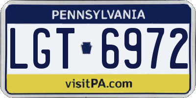 PA license plate LGT6972