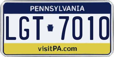 PA license plate LGT7010