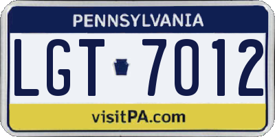 PA license plate LGT7012