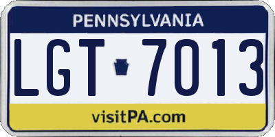 PA license plate LGT7013