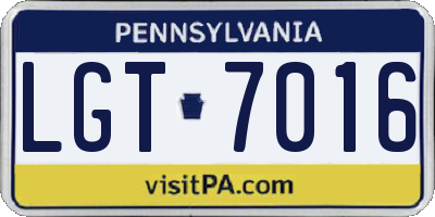 PA license plate LGT7016