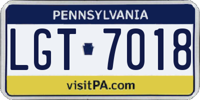 PA license plate LGT7018