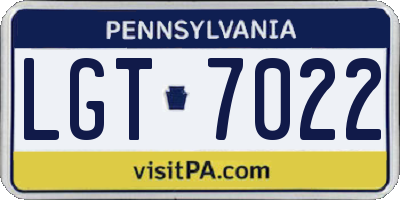 PA license plate LGT7022