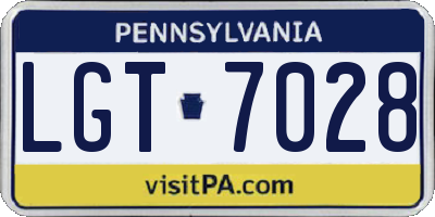 PA license plate LGT7028