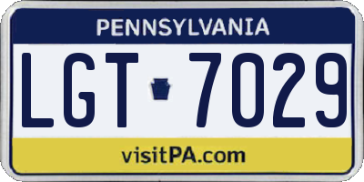 PA license plate LGT7029