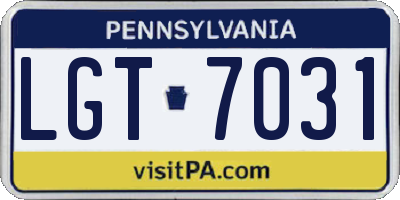 PA license plate LGT7031