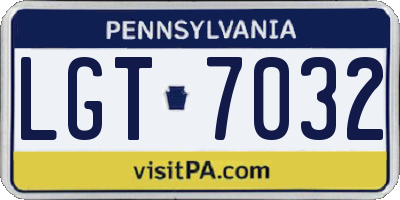 PA license plate LGT7032