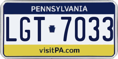 PA license plate LGT7033