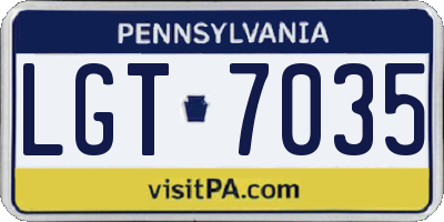PA license plate LGT7035