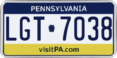PA license plate LGT7038