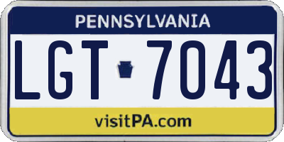 PA license plate LGT7043