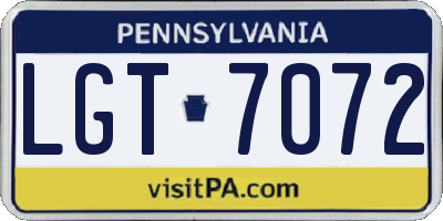 PA license plate LGT7072
