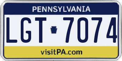 PA license plate LGT7074