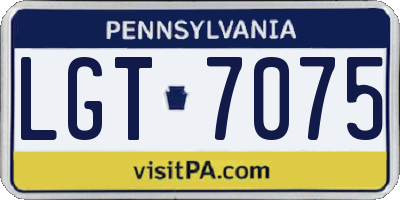 PA license plate LGT7075
