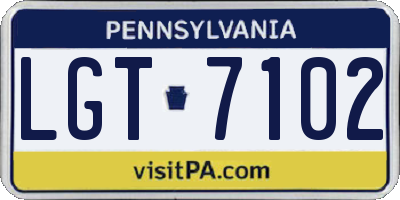 PA license plate LGT7102