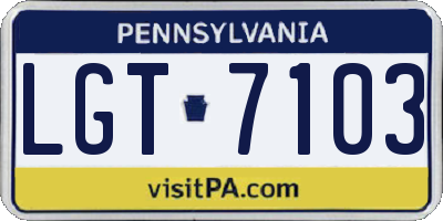 PA license plate LGT7103