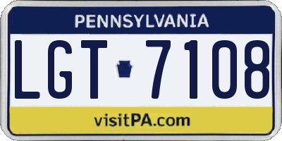 PA license plate LGT7108