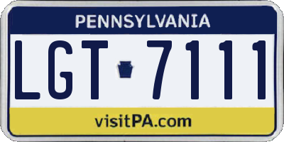 PA license plate LGT7111