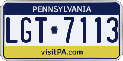 PA license plate LGT7113