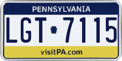 PA license plate LGT7115