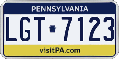 PA license plate LGT7123