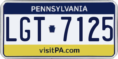 PA license plate LGT7125