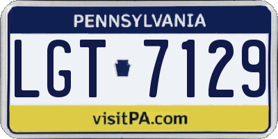 PA license plate LGT7129
