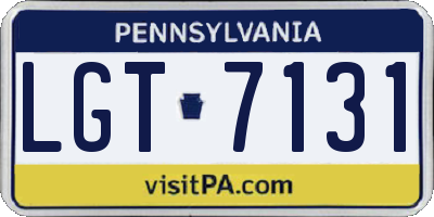 PA license plate LGT7131