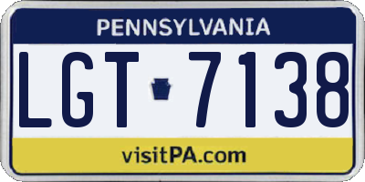 PA license plate LGT7138