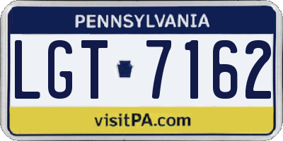 PA license plate LGT7162