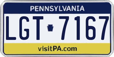 PA license plate LGT7167
