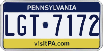 PA license plate LGT7172