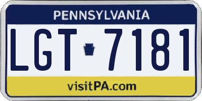 PA license plate LGT7181