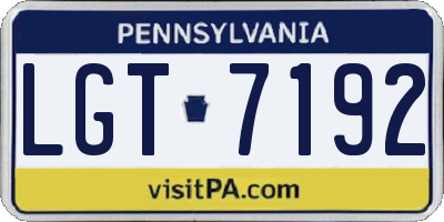 PA license plate LGT7192