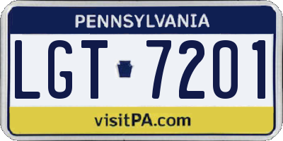 PA license plate LGT7201