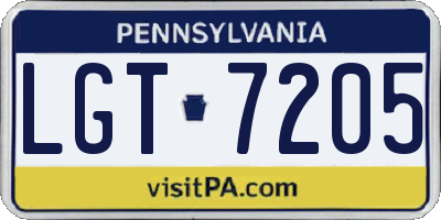 PA license plate LGT7205