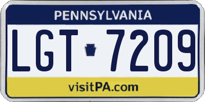 PA license plate LGT7209