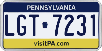 PA license plate LGT7231