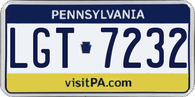 PA license plate LGT7232