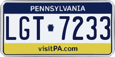 PA license plate LGT7233