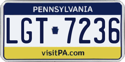 PA license plate LGT7236