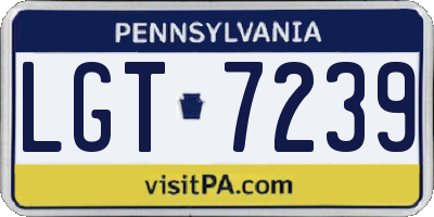 PA license plate LGT7239