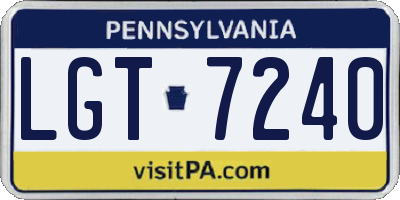 PA license plate LGT7240