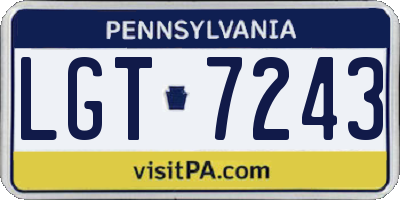 PA license plate LGT7243