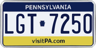 PA license plate LGT7250